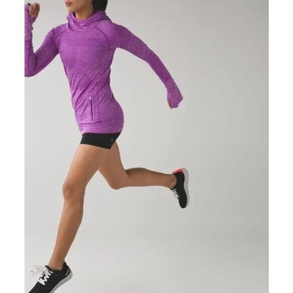 Lululemon Rest Less Hoodie Women 4? *Flaw Heathered Violet Long SleeveTop Pocket - Picture 13 of 16